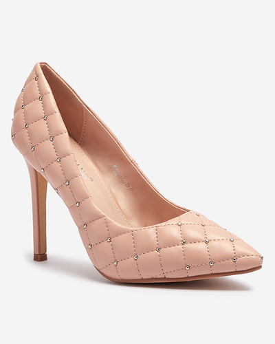 Gesteppte Stöckelschuhe für Damen mit spitzer Spitze in nude Mawelo-Schuhe