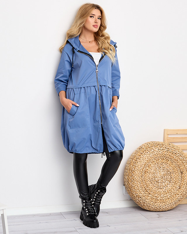 Lange blaue Windjacke für Damen - Kleidung