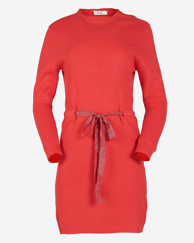 Червона кофта-туніка з коміром-стійкою