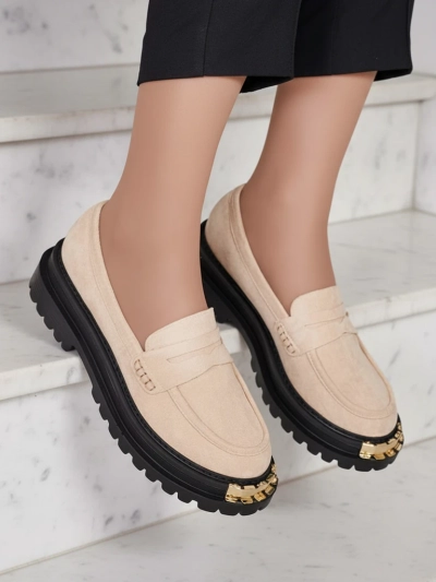 Mokassin Giulia Beige aus Öko-Leder