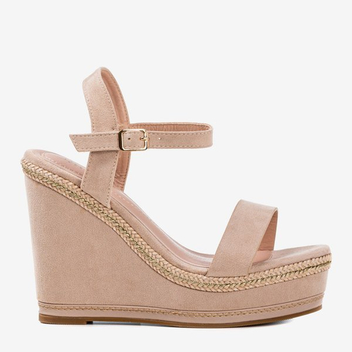 Бежеві босоніжки на підборі на клині Деметера - Взуття 1