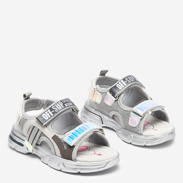 Graue Mädchensandalen mit holografischen Einsätzen von Heilol - Footwear