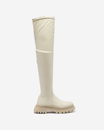 OUTLET Beige Damenstiefel mit dickerer Sohle Amerima- Footwear