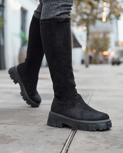 Schwarze kniehohe Damenstiefel zum Hineinschlüpfen Nedara - Footwear