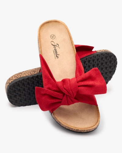 OUTLET Royalfashion Червоні жіночі шльопанці з бантом Rofdoo