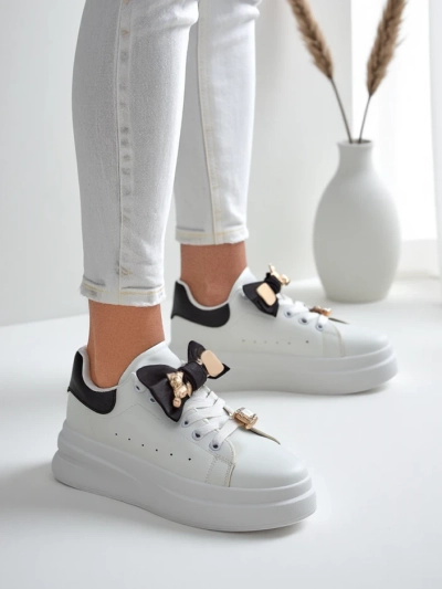 Royalfashion Damen Plattform-Sneaker mit Schleife Genimma