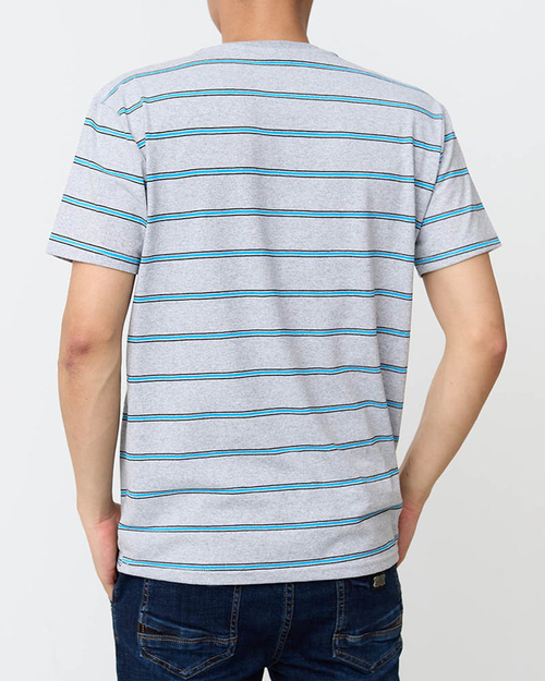 Сіра чоловіча бавовняна футболка в смужку - Одяг