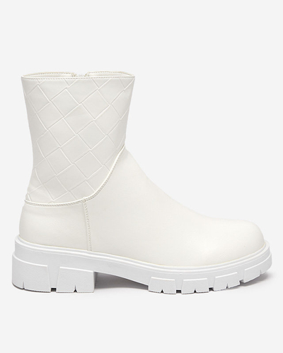 Weiße hohe Damenstiefel mit Steppung Redis - Footwear