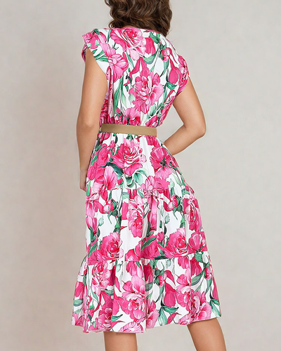 Royalfashion Damen Midikleid mit Blumenmuster
