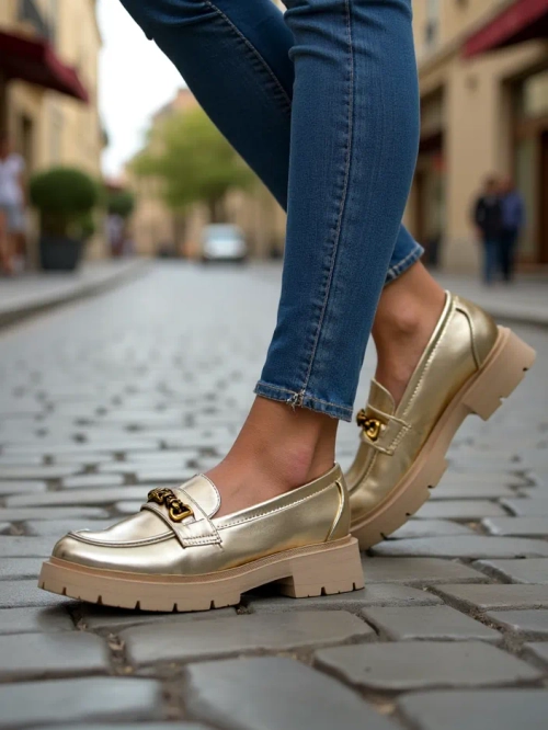 Royalfashion Жіночі мокасини з позолотою Goldlove