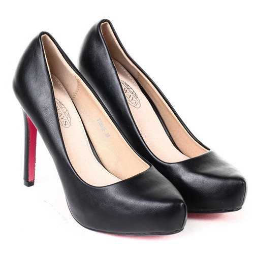 Czarne czółenka na platformie - Obuwie