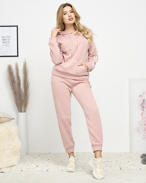 Рожевий жіночий утеплений спортивний костюм в смужку - Одяг