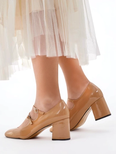 Royalfashion Lackleder Damen High Heels mit Riemen Ovinna