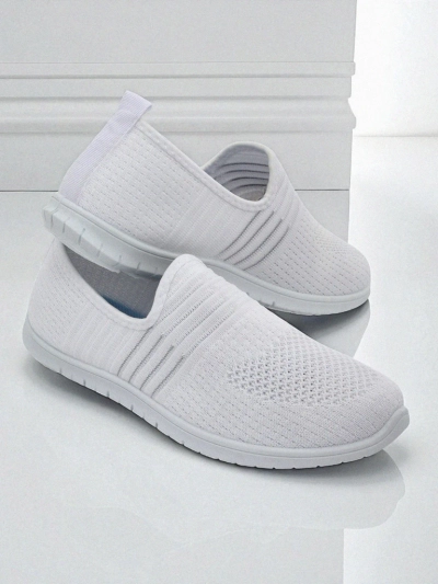 Damen Weiße Slip-Ons Stoff Callisto - leichte Schuhe für Frühling und Sommer