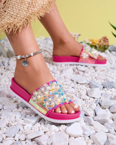 Fuchsiafarbene Plateausandalen für Damen mit Maurelle-Verzierungen - Schuhe