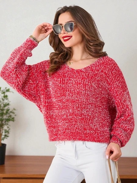 Royalfashion Damenpullover mit glänzendem Faden