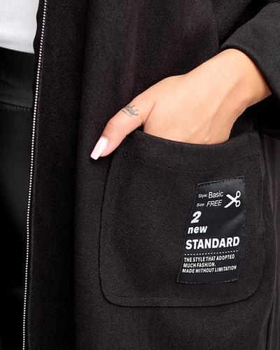 Schwarze Manteljacke für Damen mit Aufschriften - Kleidung