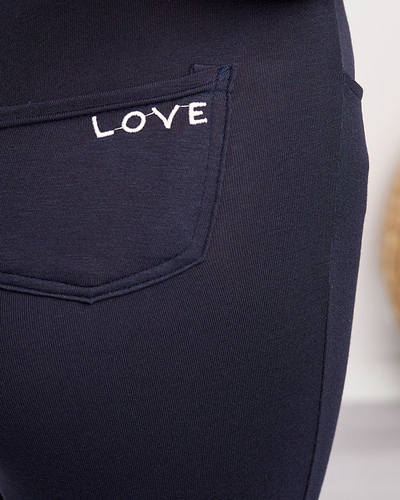 Темно-сині жіночі легінси з написом