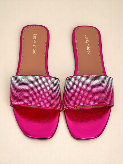Royalfashion Damen-Pantoletten mit Zirkonia ShinyGlow