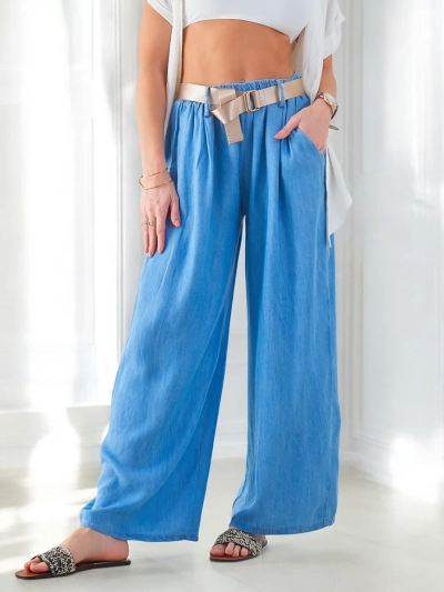 Royalfashion Luftige weite Damenhose mit Gürtel