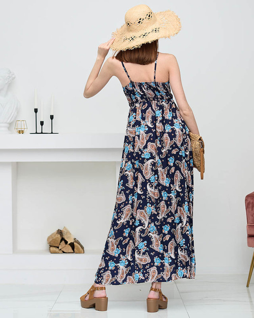 Темно-синє повітряне жіноче плаття максі - Одяг