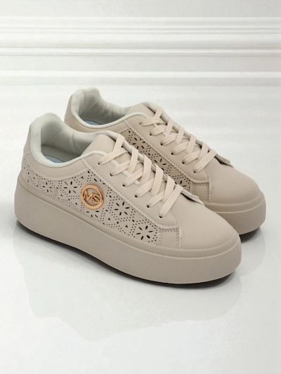 Aurelia Beige Plateausneakers Royalfashion Öko-Leder