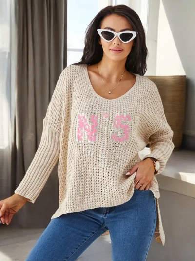 Royalfashion Damen Acryl Strickpullover mit Texten