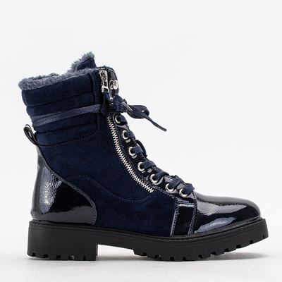 Damen Stiefel marineblau teilweise lackiert Ginoko - Schuhe