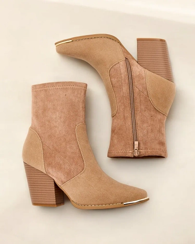 Royalfashion Damen-Ankle-Boots aus Eco-Wildleder auf einem Absatz Grau