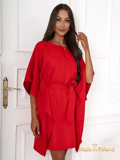 Elegantes rotes Athena-Kleid mit langen Ärmeln