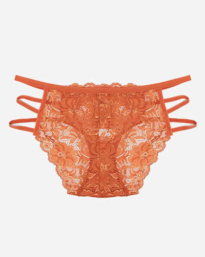 Помаранчеві мереживні жіночі трусики в смужку - Білизна