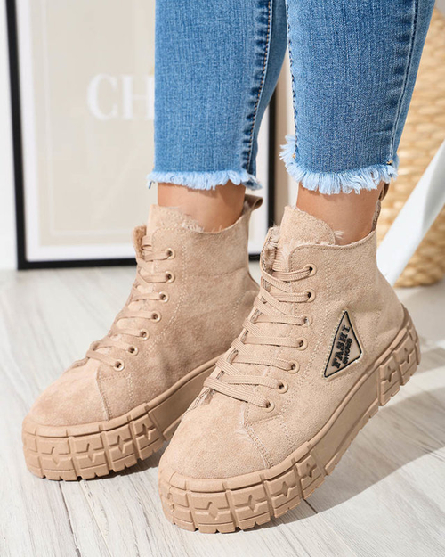 Чоботи жіночі світло-коричневі з екозамші на утеплювачі Зефір - Взуття