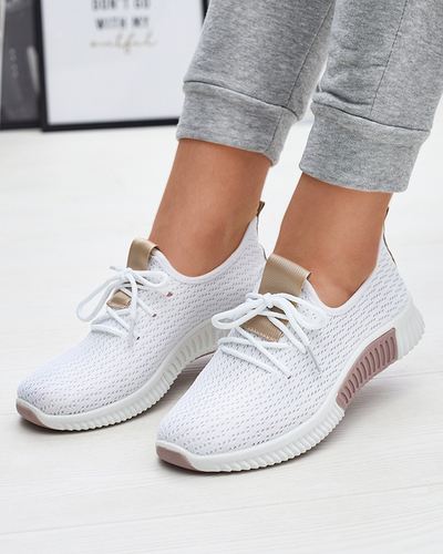 Weiße Damen-Sportschuhe mit braunen Einsätzen Kedeti - Footwear