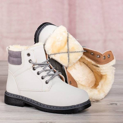 OUTLET Hellgraue Ressalie-Stiefel mit Fell - Schuhe