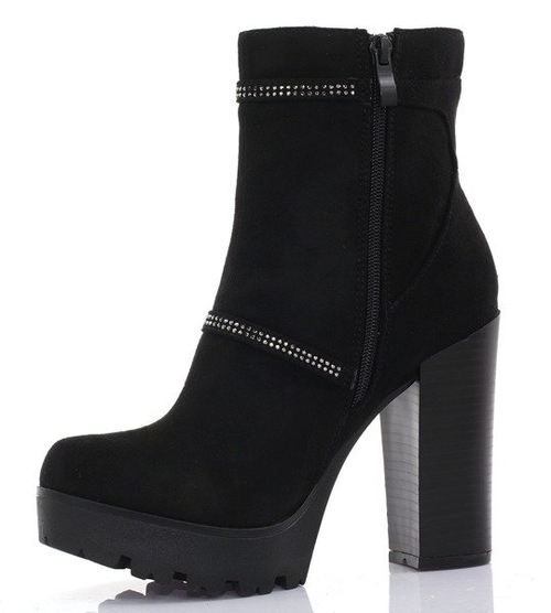 Czarne botki z eko-zamszu - Obuwie