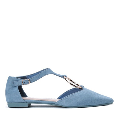 Blaue Ballerinas mit Laurita Golddekor - Schuhe