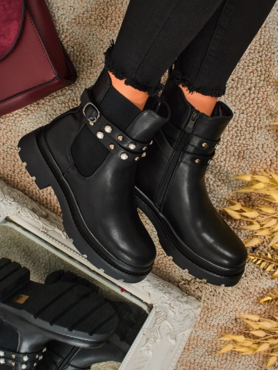 Höhere Damenstiefeletten aus Öko-Leder Pearl Mist