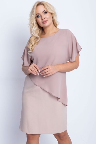 Beiges Kleid über dem Knie PLUS GRÖSSE - Kleidung 1