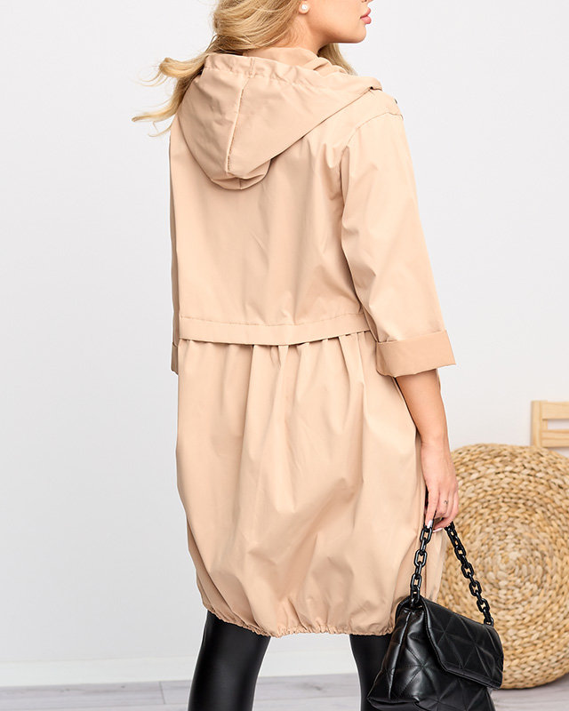 Lange beige Windjacke für Damen - Kleidung