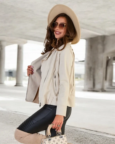 Royalfashion Damen-Ramoneskin-Jacke aus Ökowildleder mit Taschen