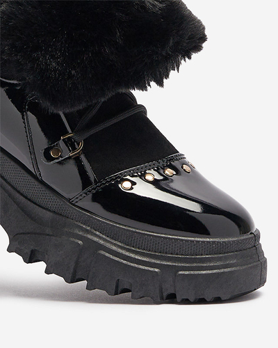 Schwarze Damen-Schneestiefel zum Schnüren Fentes- Footwear