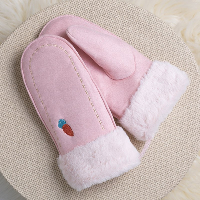 Rosa Kinderhandschuhe an einer Schnur und Handschuhe - Handschuhe