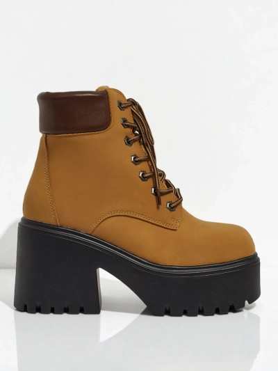 Damen Stiefeletten Öko-Wildleder mit Blockabsatz und Plateau Tavlissa