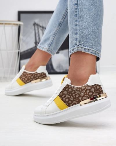Royalfashion Weiße und braune Damen Sportschuhe Mlysio