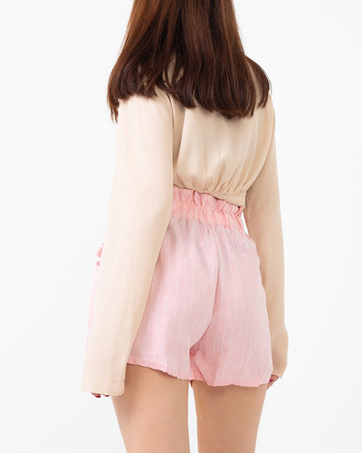 Rosa Damen-Streifen-Shorts - Bekleidung