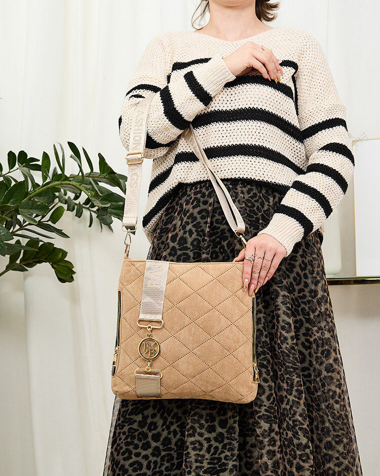 Royalfashion Braun gesteppte Damenhandtasche aus Öko-Wildleder