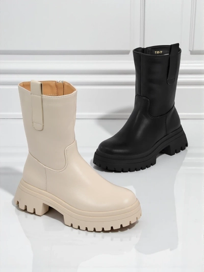 Höhere Damenstiefeletten aus Öko-Leder Scarlet Mist