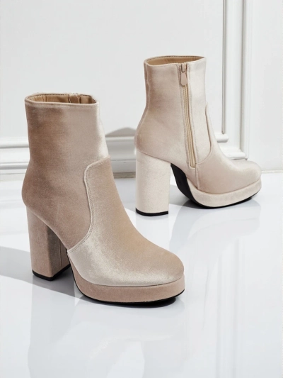 Damen Stiefeletten mit Blockabsatz Al'la Velours Miss