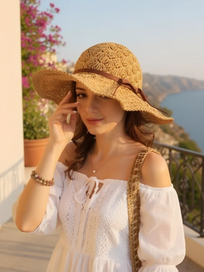 Royalfashion Damen Strohhut Schleife Belle