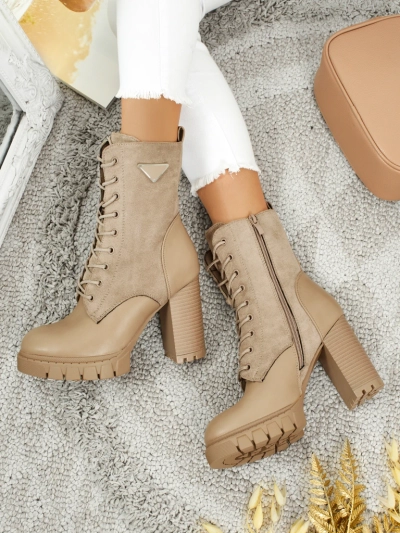 Damen Stiefeletten Öko-Wildleder mit Blockabsatz Event Bramble